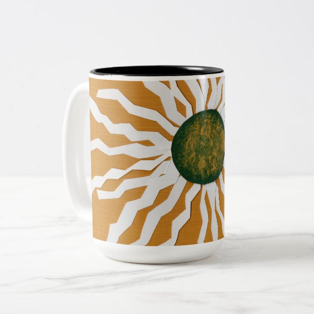 Tasse 2 Couleurs Soleil abstrait avec des rayons en zigzag (Devant gauche)