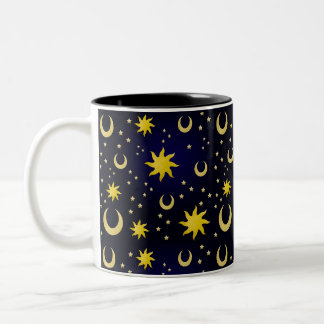 Tasse 2 Couleurs Soleils, Lunes et Étoiles Célestes Sombres