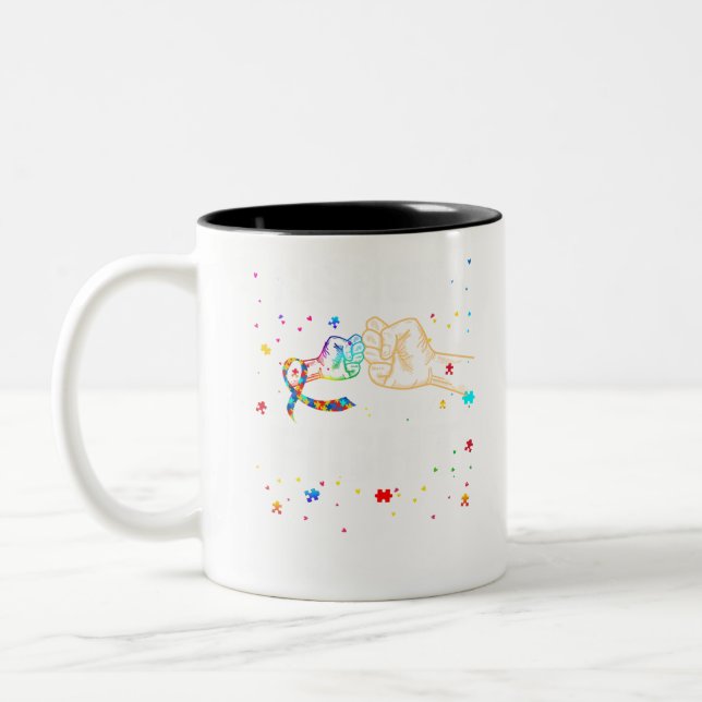 Tasse 2 Couleurs Son combat est ma mère autiste de la Sensibilisati (Gauche)