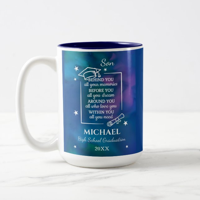 Tasse 2 Couleurs Son High School Graduation Name Year  (Gauche)
