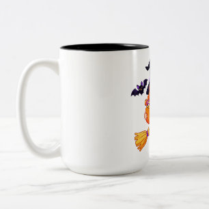 Tasse 2 Couleurs Sorcière de bonbons sur un balai