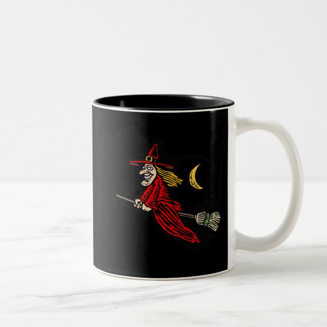 Tasse 2 Couleurs Sorcière et lune de vol (Droit)