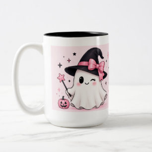 Tasse 2 Couleurs Sorcière fantôme coquette Halloween avec un nœud r