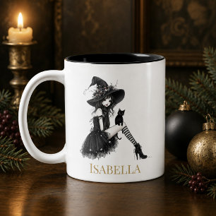 Tasse 2 Couleurs Sorcière gothique personnalisée – Sorcière avec no