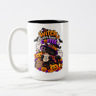 Tasse 2 Couleurs Sorcière Mieux Avoir Café Mignon Chat Halloween Ca
