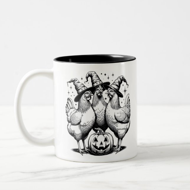 Tasse 2 Couleurs Sorcières de poulet drôle Halloween sorcière Vinta (Gauche)
