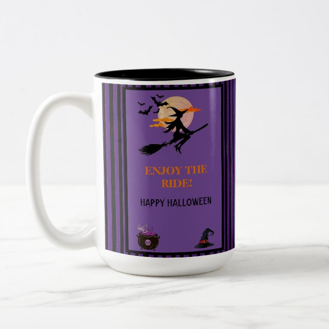 Tasse 2 Couleurs Sorcières modernes chauves-souris violet noir rayu (Gauche)
