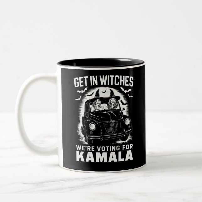 Tasse 2 Couleurs Sortez nous votons pour Kamala Halloween (Gauche)