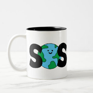 Tasse 2 Couleurs SOS World Ecofriendly Icon Happy Earth Clipart Eco