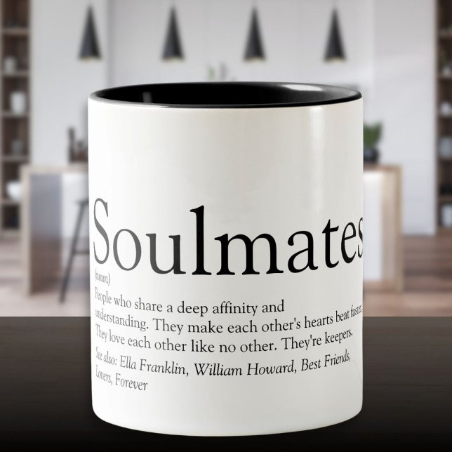 Tasse 2 Couleurs Soulmates personnalisés Définition Café à deux ton (Personalized Soulmates Definition Two-Tone Coffee Mug)