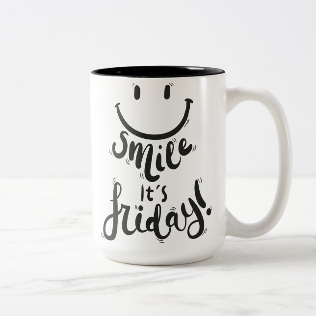 Tasse 2 Couleurs Souriez son vendredi heureux (Droit)