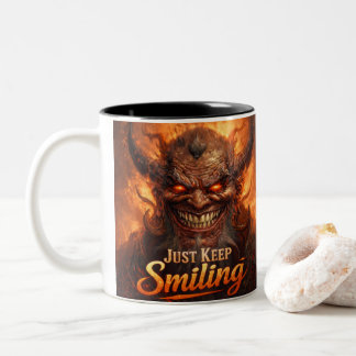 Tasse 2 Couleurs Sourire démoniaque « Continue de sourire » Design