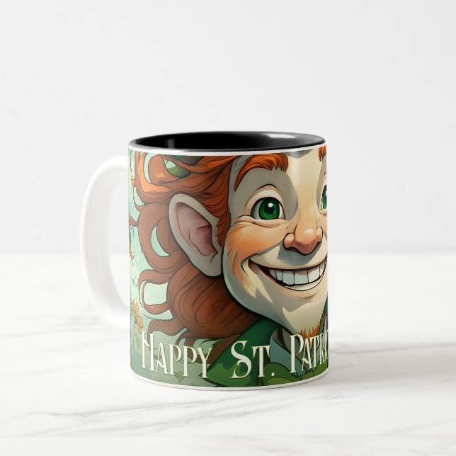 Tasse 2 Couleurs Sourires chanceux à la Saint-Patrick (Devant gauche)
