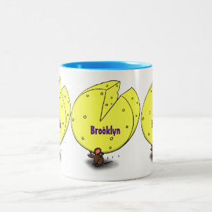 Tasse 2 Couleurs Souris mignonne avec dessin animé au fromage