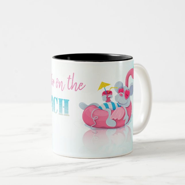 Tasse 2 Couleurs Souris Mignonne  Plage Élégante (Devant droit)