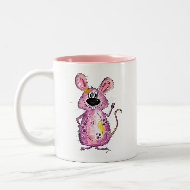 Tasse 2 Couleurs Souris mignonne violet blanc (Gauche)