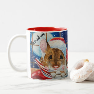 Tasse 2 Couleurs Souris père Noël Field avec Aquarelle de Coco Hot 