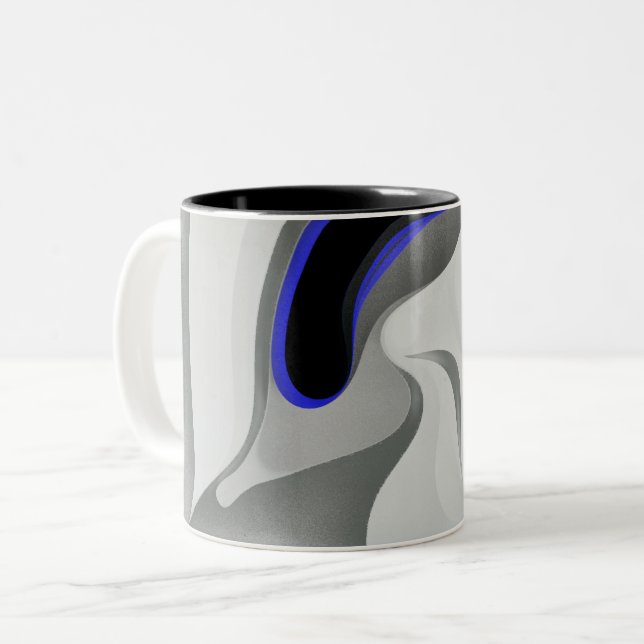 Tasse 2 Couleurs Sous le bleu : gris Abstrait, noir et bleu (Devant gauche)