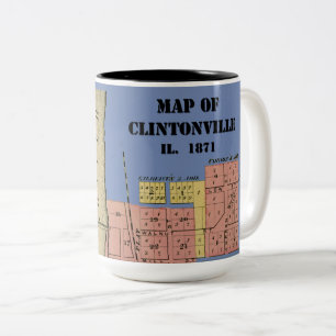 Tasse 2 Couleurs South Elgin Illinois Clintonville Carte Art 1871