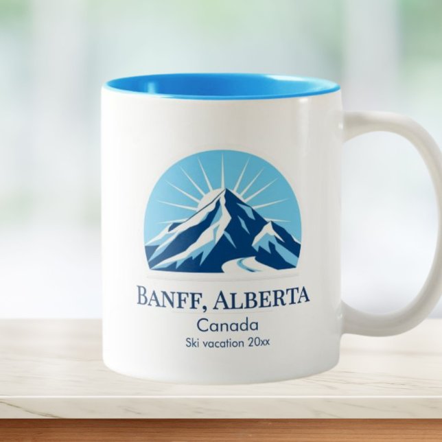 Tasse 2 Couleurs Souvenir de station de ski de Banff Alberta Canada (Créateur téléchargé)