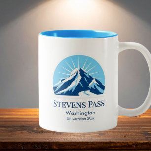 Tasse 2 Couleurs Souvenir de vacances de ski à Stevens Pass Washing