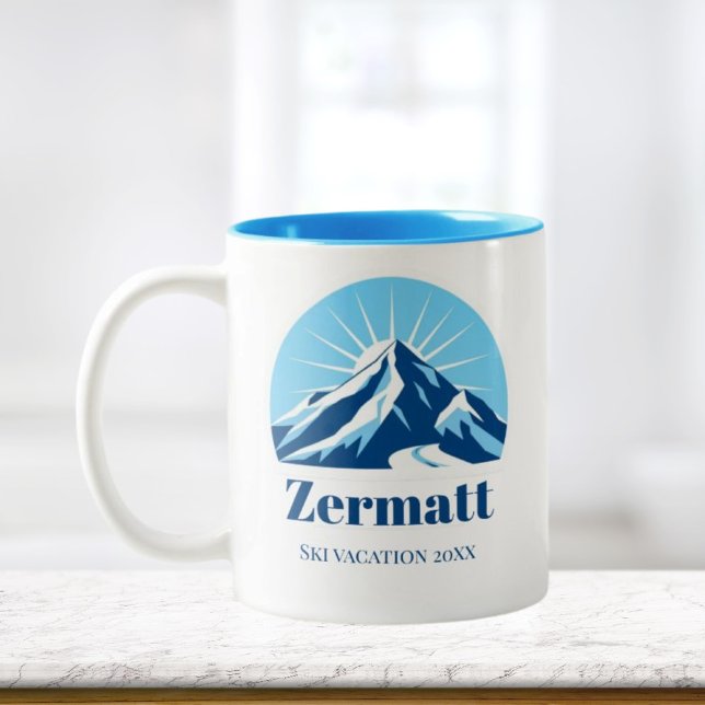 Tasse 2 Couleurs Souvenir ski Zermatt Matterhorn Suisse (Créateur téléchargé)