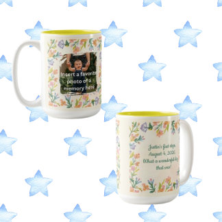 Tasse 2 Couleurs Souvenirs d'été préférés Texte photo personnalisab