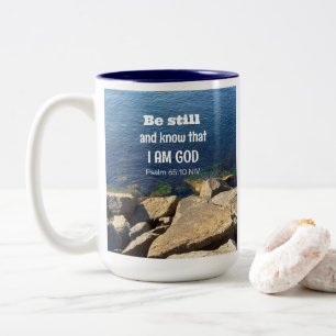 Tasse 2 Couleurs Soyez calme et sachez que je suis Dieu Photo de l'