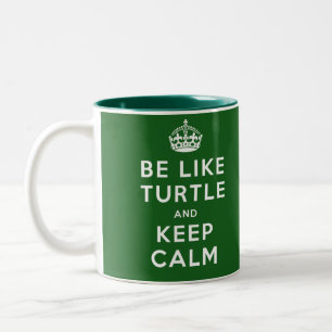 Tasse 2 Couleurs Soyez comme TURTLE et GARDEZ CALME citation verte