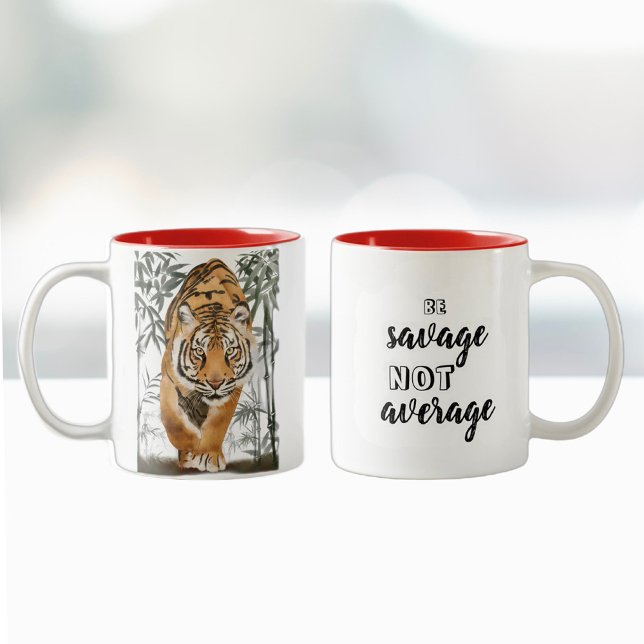 Tasse 2 Couleurs Soyez Économique, pas Moyenne Tiger Inspirer Citat (Créateur téléchargé)