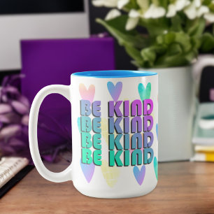 Tasse 2 Couleurs Soyez gentil Arc-en-ciel Dégradé Coeurs de l'ensei