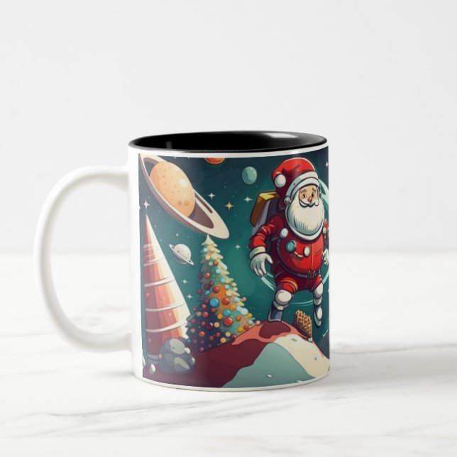 Tasse 2 Couleurs Spaceman père Noël fun (Gauche)
