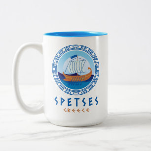 Tasse 2 Couleurs Spetses, Grèce Conception de navire grec