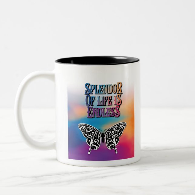 Tasse 2 Couleurs Splendeur de la vie avec papillon (Gauche)
