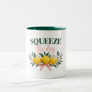 Tasse 2 Couleurs Squeeze Day Citation Vintage Citron