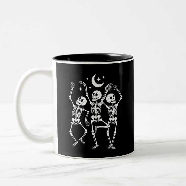 Tasse 2 Couleurs Squelette dansant Joyeux Halloween Crâne d'automne (Gauche)