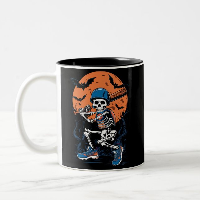 Tasse 2 Couleurs Squelette de baseball Halloween Baseball Halloween (Gauche)