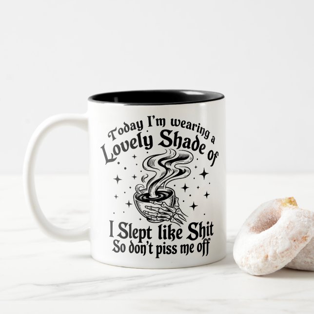 Tasse 2 Couleurs Squelette drôle Citation de café Sarcasme  (Avec donut)