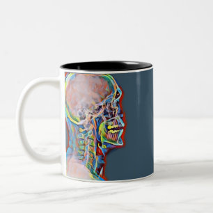 Tasse 2 Couleurs Squelette humain Crâne Anatomie Abstraite Art orig