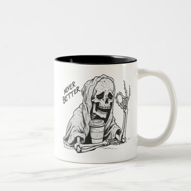 Tasse 2 Couleurs Squelette Jamais Meilleur  (Droit)