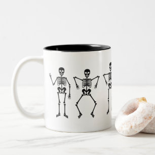 Tasse 2 Couleurs Squelette Silhouette Halloween Musique