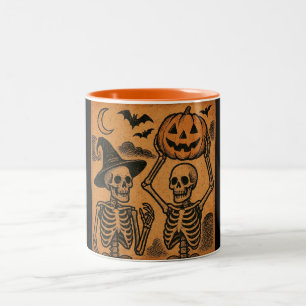 Tasse 2 Couleurs Squelettes d'Halloween vintages/rétro