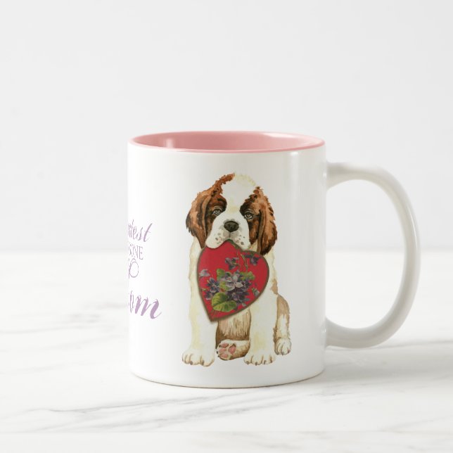 Tasse 2 Couleurs St Bernard Heart Maman (Droit)