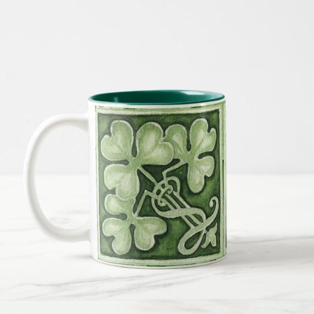 Tasse 2 Couleurs St. Patrick's Day avec Shamrock Aquarelle verte T (Gauche)