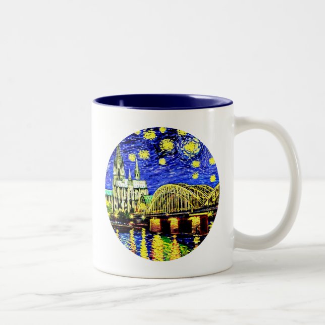Tasse 2 Couleurs Starry Night Cologne Allemagne Cathédrale (Droit)