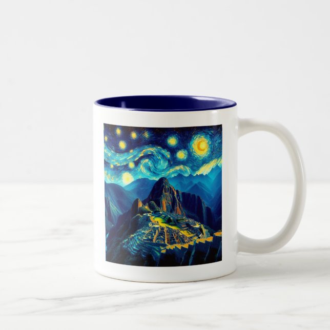 Tasse 2 Couleurs Starry Night Machu Picchu Pérou (Droit)