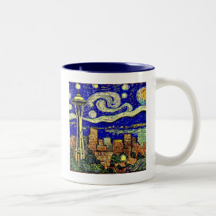 Tasse 2 Couleurs Starry Night Seattle Washington
