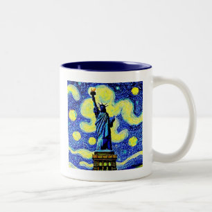 Tasse 2 Couleurs Starry Night Statue De Liberty New York