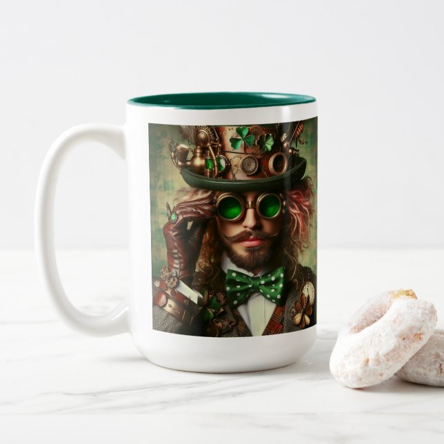 Tasse 2 Couleurs Steampunk St Patrick (Avec donut)