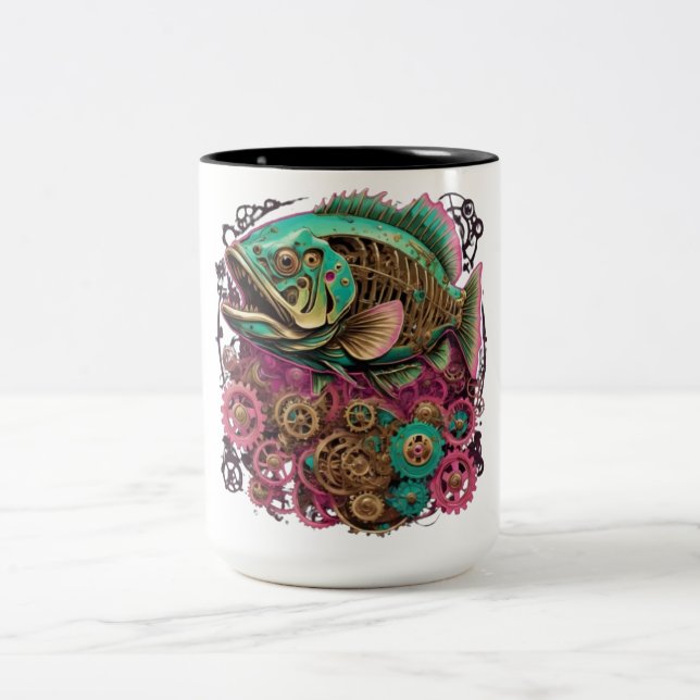 Tasse 2 Couleurs Steampunk Style Fish Coffee Coupe (Centre)